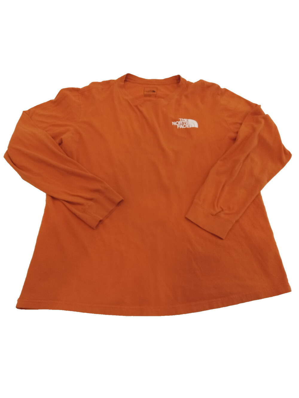 The North Face Shirt Mens Large L Vibrant Orange Long Sleeve Chest Logo Tee